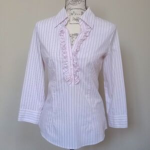 New York & Company Pink Striped Shirt